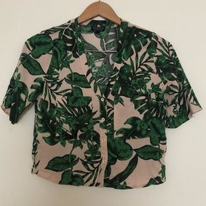 Top shop palm leaf printed crop top